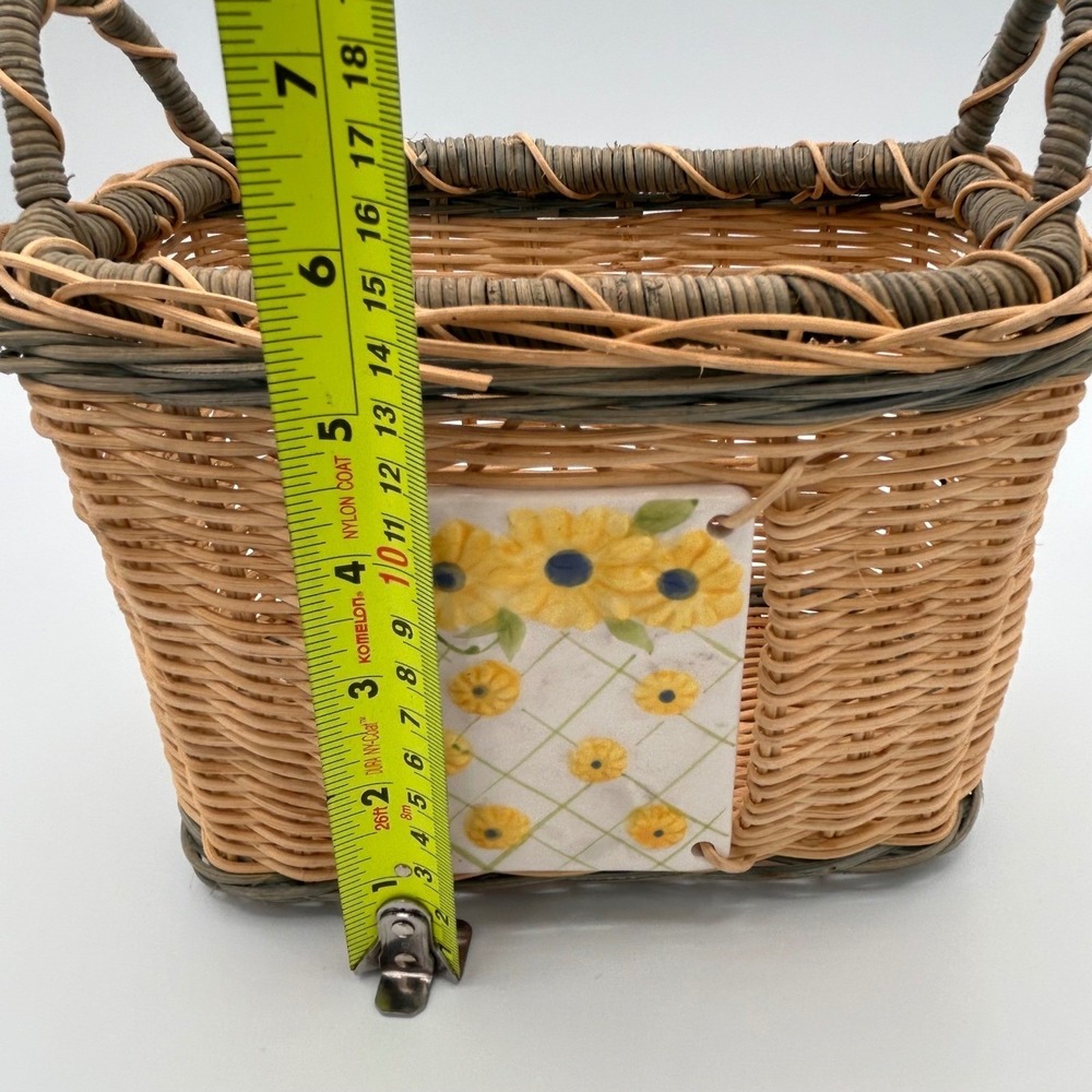 Cottage Vintage Wicker Basket Sunflower Ceramic‎ Tile - Picture 8 of 9